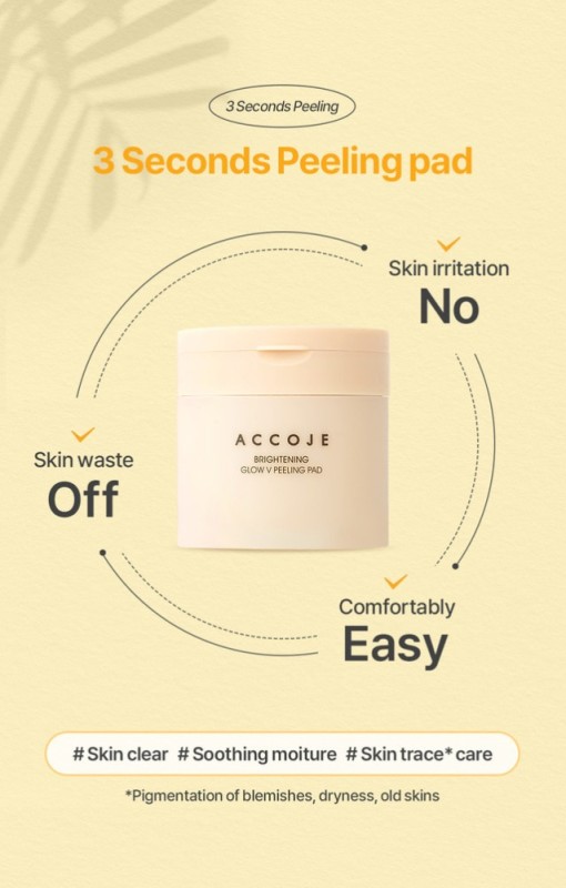Επιθέματα Τόνερ για Λάμψη Accoje Brightening Glow V Peeling Pad Toner Pad 70pcs
