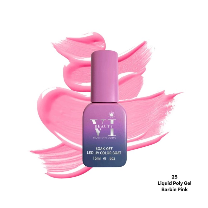 Liquid Poly Gel Beauty VI 25 Barbie Pink 15ml Liquid Poly Gel Beauty VI 25 Barbie Pink 15ml