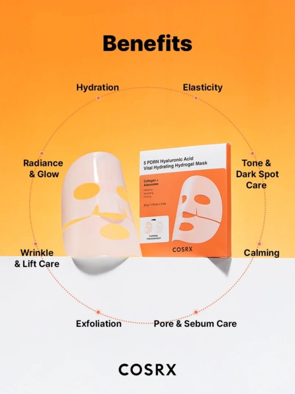 Αντιγηραντική Μάσκα Τζελ COSRX 5 PDRN Hyaluronic Acid Vital Hydrating Hydrogel Mask 34g