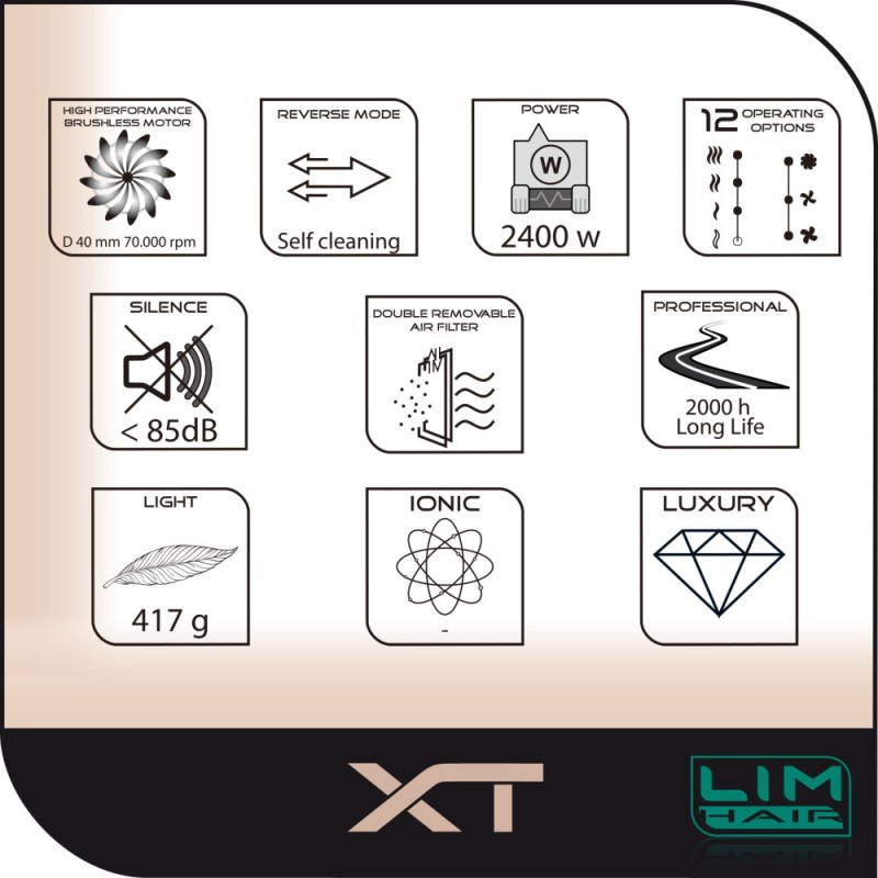 Επαγγελματικό Πιστολάκι Μαλλιών Τεχνολογίας IONIC Με Φυσούνα Lim Hair ΧΤ Black-Rose Gold 2400Watt
