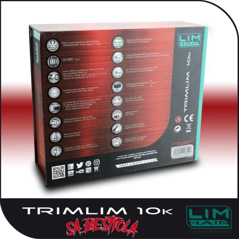 Επαγγελματικό Trimmer Lim Hair TrimLim 10K Bestiola 1000RPM Red