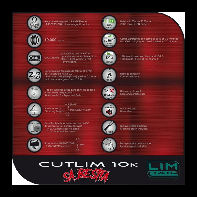 Επαγγελματική Μηχανή Κουρέματος Lim Hair Cutlim 10K SA Bestia 1000RPM Red