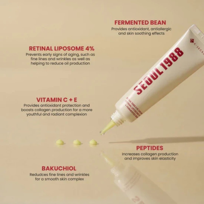 Αντιρυτιδική Κρέμα Ματιών με Ρετινάλη K-Secret SEOUL 1988 Eye Cream: Retinal Liposome 4% + Fermented Bean 30ml