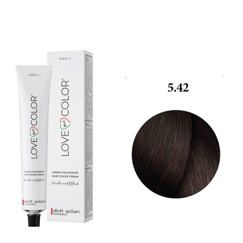 Love Me Color Βαφή μαλλιών 5.42 Καστανό Ανοιχτό Χάλκινο Ιριζέ - 100ml + Δώρο Οξυζενέ - 150ml