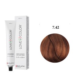 Love Me Color Βαφή μαλλιών 7.42 Ξανθό Χάλκινο Ιριζέ - 100ml + Δώρο Οξυζενέ - 150ml