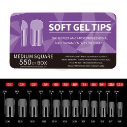 Soft Gel Tips Medium Square 550 Τεμάχια