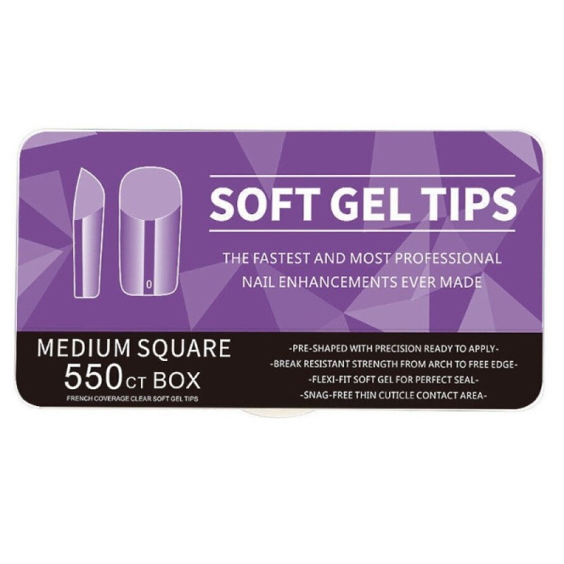 Soft Gel Tips Medium Square 550 Τεμάχια Soft Gel Tips Medium Square 550 Τεμάχια
