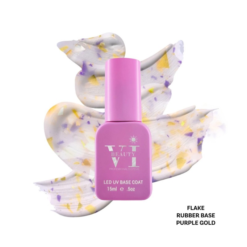 Rubber Base Purple-Gold Flake Beauty VI 15ml Rubber Base Purple-Gold Flake Beauty VI 15ml