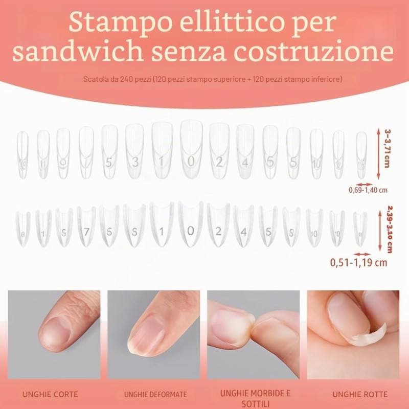 Nail Dual Forms Sandwich Oval 240pcs