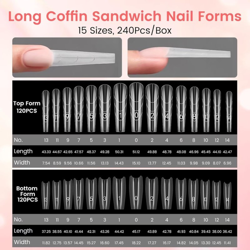 Sandwich Nail Dual Forms Coffin 240pcs
