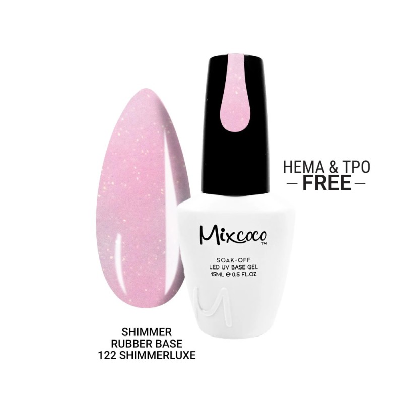 Shimmer Rubber Base Gel 122 Shimmerluxe Mixcoco 15ml