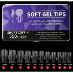 Soft Gel Tips Short Coffin 550 Τεμάχια