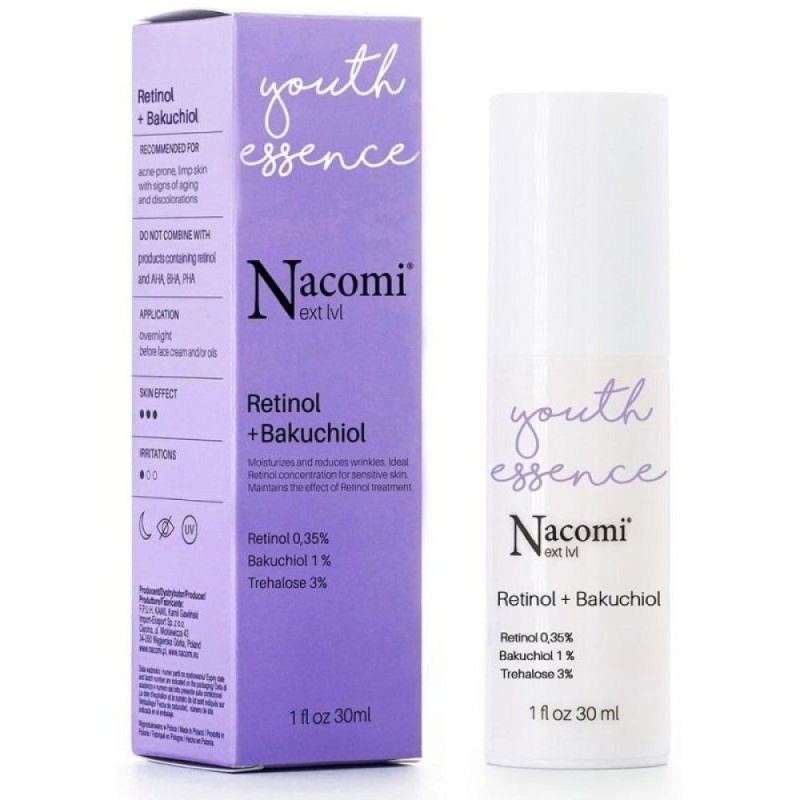 Nacomi Next Level Retinol 0.35% + Bakuchiol 1% Youth Essence Face Serum 30ml