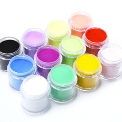 Ακρυλικές σκόνες νυχιών σετ 12 διαφορετικά χρώματα