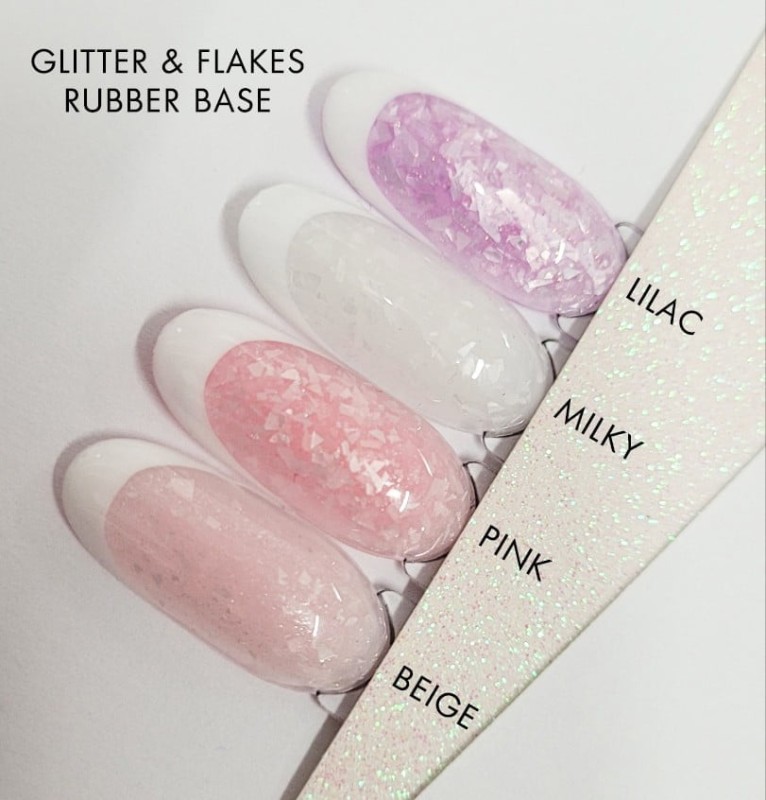 Rubber Base Beige Glitter and Flakes Beauty VI 15ml