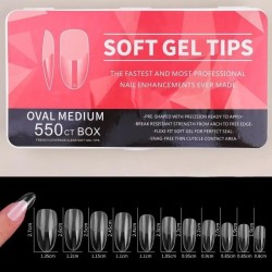 Soft Gel Tips Oval Medium 550 Τεμάχια