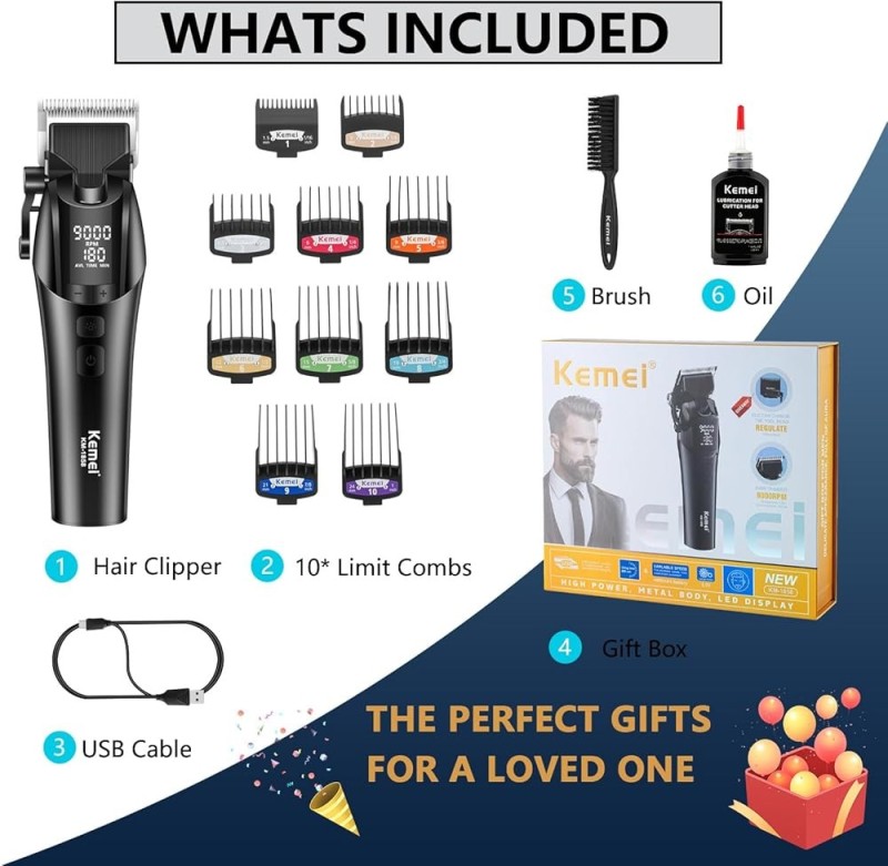 Επαγγελματική Επαναφορτιζόμενη Κουρευτική Μηχανή 9000RPM KEMEI KM 1858 Επαγγελματική Επαναφορτιζόμενη Κουρευτική Μηχανή 9000RPM KEMEI KM 1858