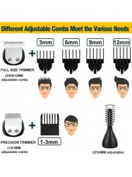 Σετ Επαναφορτιζόμενης Αδιάβροχης Κουρευτικής Μηχανής 11 ΣΕ 1 Kemei KM-5898