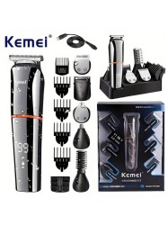 Σετ Επαναφορτιζόμενης Αδιάβροχης Κουρευτικής Μηχανής 11 ΣΕ 1 Kemei KM-5898