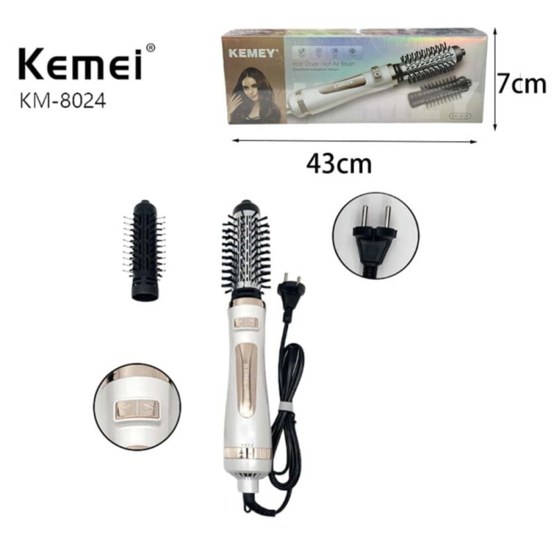 Περιστρεφόμενη Ηλεκτρική Βούρτσα με Εξαγωγή Αέρα για Μπούκλες 800W KEMEI KM-8024
