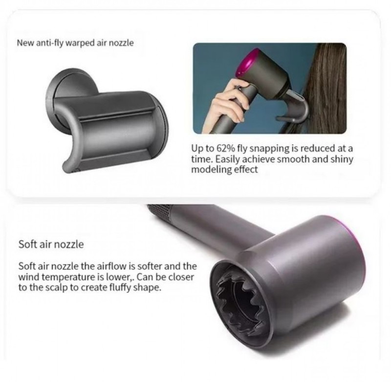 Πιστολάκι Μαλλιών Leafless Hair Dryer με 5 Διαφορετικά Εξαρτήματα