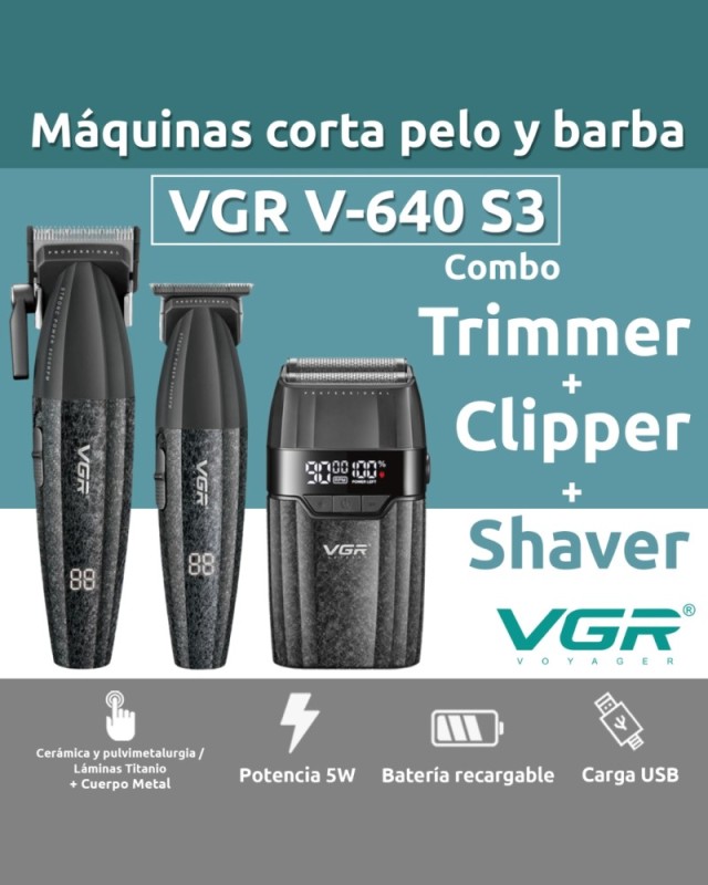Επαγγελματικό Σετ Κουρευτικής Μηχανής - Trimmer - Shaver Με Κεραμικές Λεπίδες VGR V-640 S3 Επαγγελματικό Σετ Κουρευτικής Μηχανής - Trimmer - Shaver Με Κεραμικές Λεπίδες VGR V-640 S3