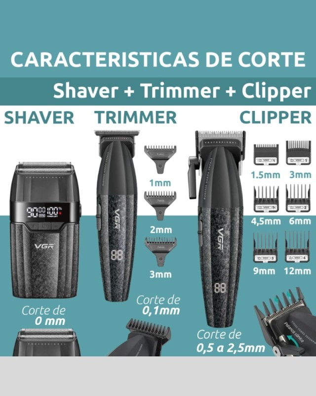 Επαγγελματικό Σετ Κουρευτικής Μηχανής - Trimmer - Shaver Με Κεραμικές Λεπίδες VGR V-640 S3 Επαγγελματικό Σετ Κουρευτικής Μηχανής - Trimmer - Shaver Με Κεραμικές Λεπίδες VGR V-640 S3
