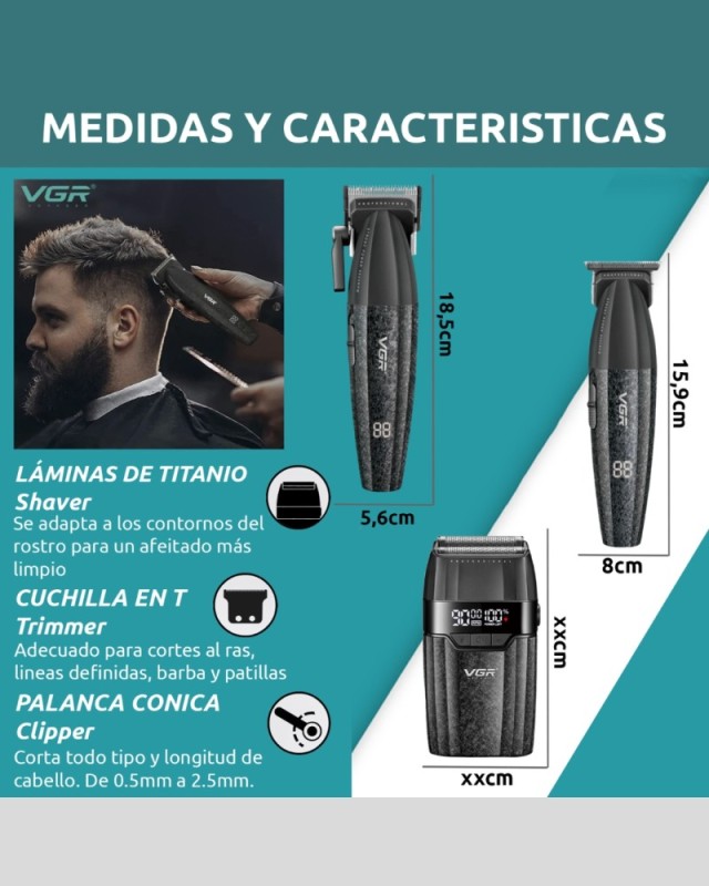 Επαγγελματικό Σετ Κουρευτικής Μηχανής - Trimmer - Shaver Με Κεραμικές Λεπίδες VGR V-640 S3 Επαγγελματικό Σετ Κουρευτικής Μηχανής - Trimmer - Shaver Με Κεραμικές Λεπίδες VGR V-640 S3