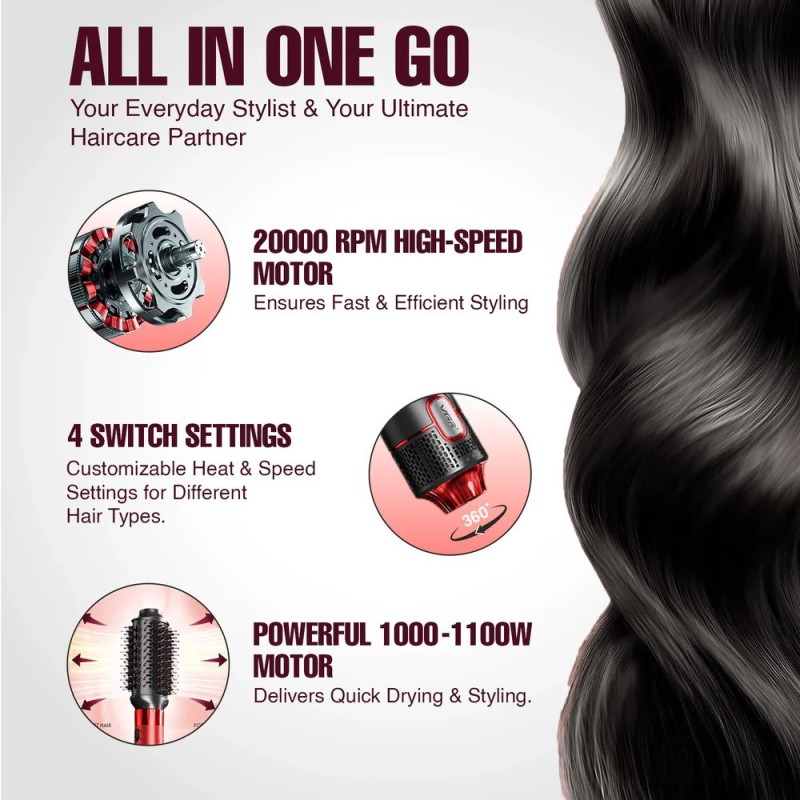 Ηλεκτρική Βούρτσα με Αέρα 8 in 1 Hot Air Styler 1000W VGR 488 Ηλεκτρική Βούρτσα με Αέρα 8 in 1 Hot Air Styler 1000W VGR 488