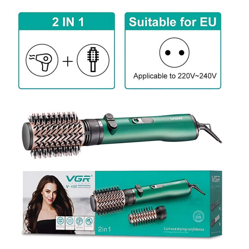 Περιστρεφόμενη Ηλεκτρική Βούρτσα με Εξαγωγή Αέρα για Μπούκλες 1200W VGR 498