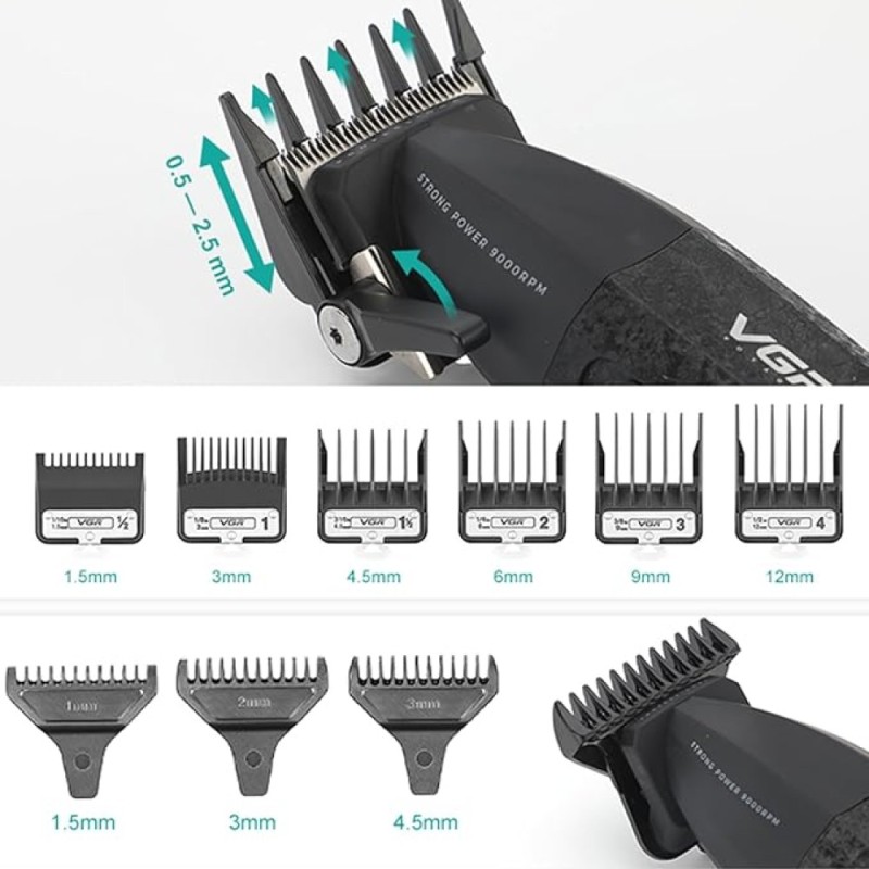 Επαγγελματικό Σετ Κουρευτικής Μηχανής - Trimmer - Shaver Με Κεραμικές Λεπίδες VGR V-640 S2