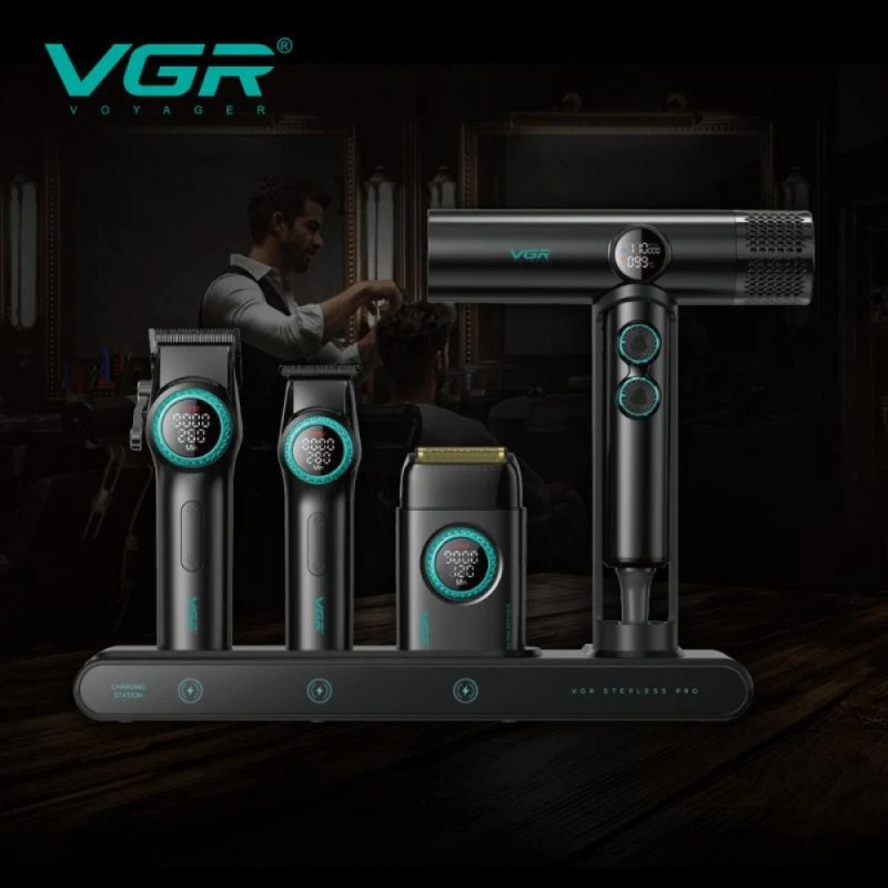 Επαγγελματικό σετ Barber 4 σε 1 με βάση φόρτισης VGR Stepless Pro Σε Βαλίτσα Επαγγελματικό σετ Barber 4 σε 1 με βάση φόρτισης VGR Stepless Pro Σε Βαλίτσα