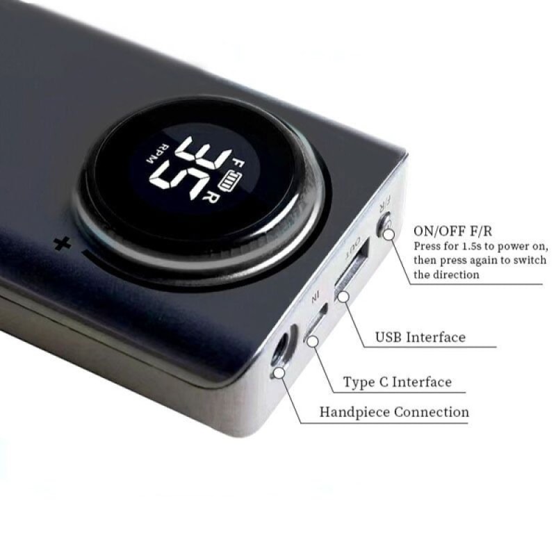 Επαναφορτιζόμενος φορητός τροχός νυχιών 35.000rpm Γκρι