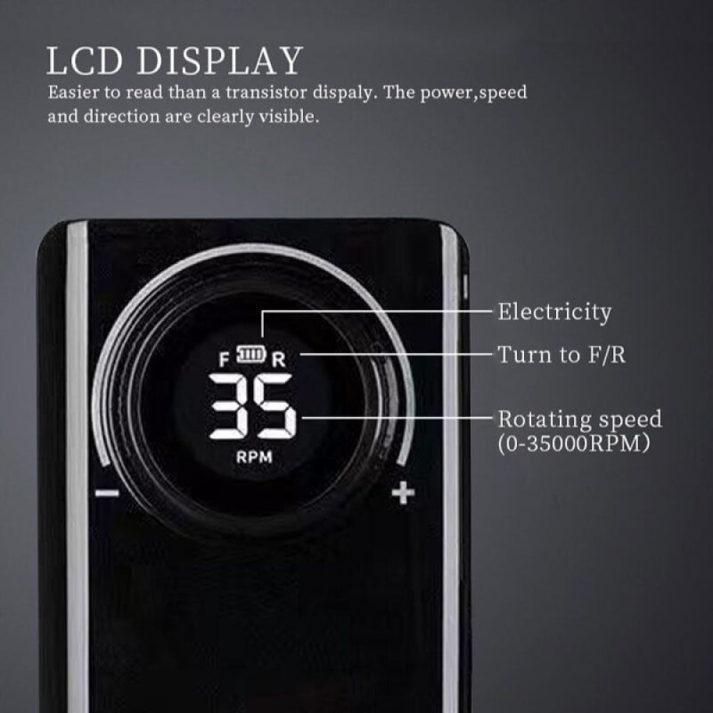 Επαναφορτιζόμενος φορητός τροχός νυχιών 35.000rpm Γκρι