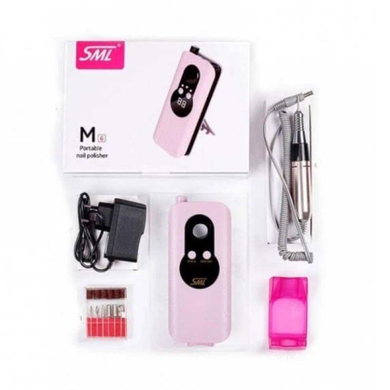 Επαναφορτιζόμενος φορητός τροχός νυχιών 35.000rpm 30Watt SML M6 Pink