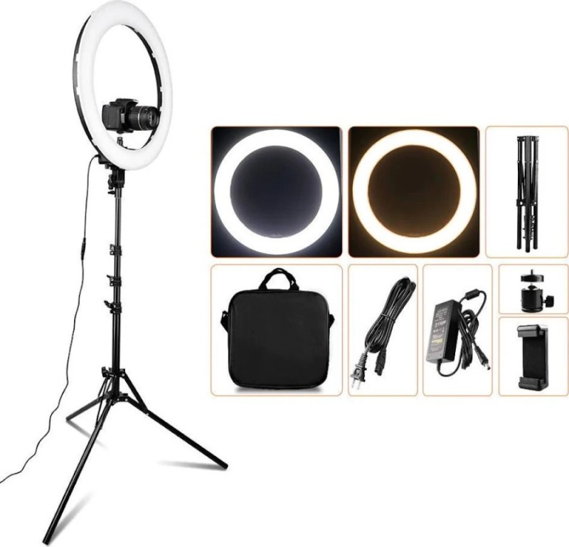 RL-18 Ring Light 45cm 18'' 2700 - 6500K με Τρίποδο Δαπέδου και Βάση για Κινητό RL-18 Ring Light 45cm 18'' 2700 - 6500K με Τρίποδο Δαπέδου και Βάση για Κινητό