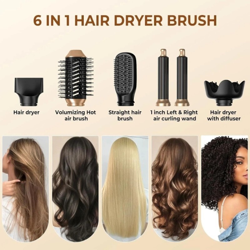 Ηλεκτρική Βούρτσα Μαλλιών 6in1 Hot Air Styler 1000Watt