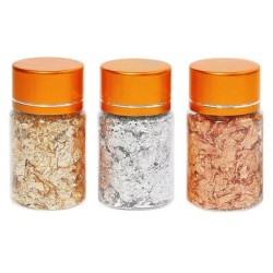 Σετ Αλουμινόφυλλα Nail Art Foil Για Διακόσμηση Νυχιών Σετ Τριών Τεμαχίων Χρυσό Ασημί Ροζ Χρυσό 3x3gr