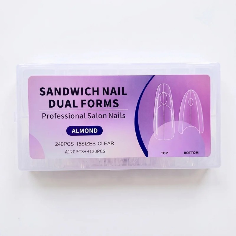 Sandwich Nail Dual Forms Almond 240pcs