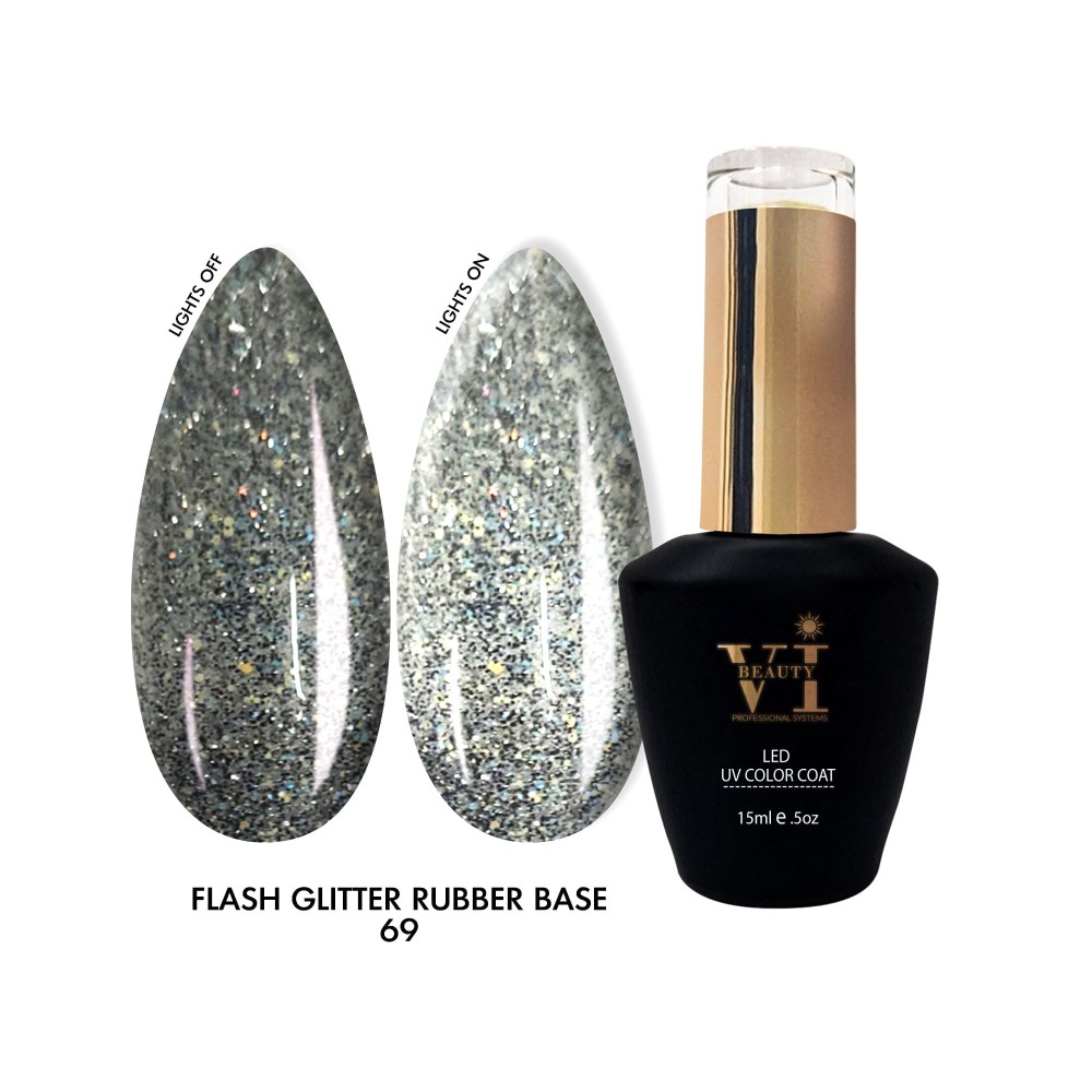 Disco Flash Glitter 69 Rubber Base Beauty VI 15ml-madDAME