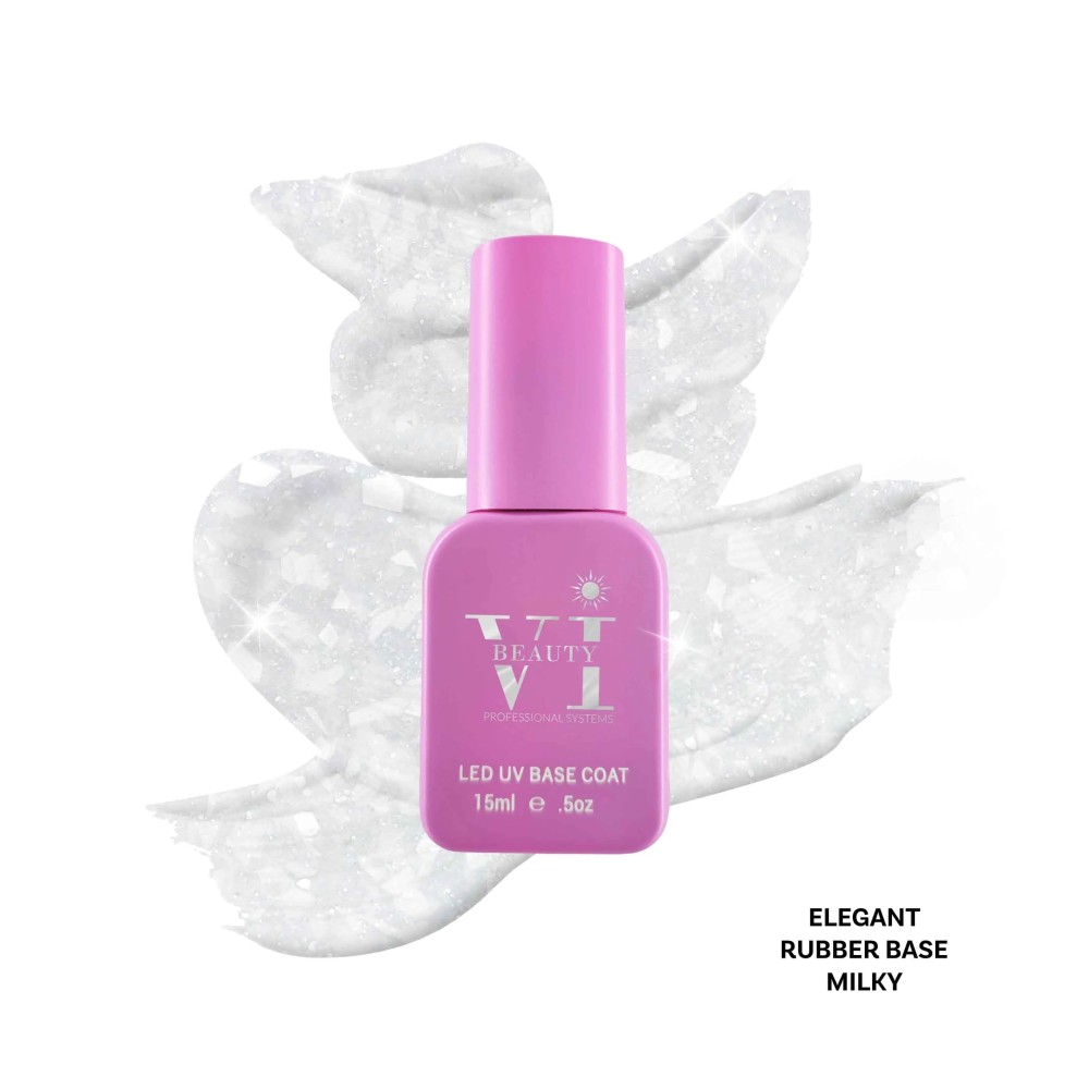 Rubber Base Milky Glitter and Flakes Beauty VI 15ml-madDAME