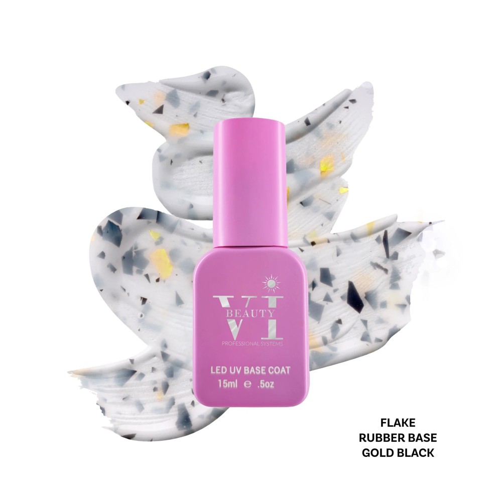 Rubber Base Black-Gold Flake Beauty VI 15ml-madDAME